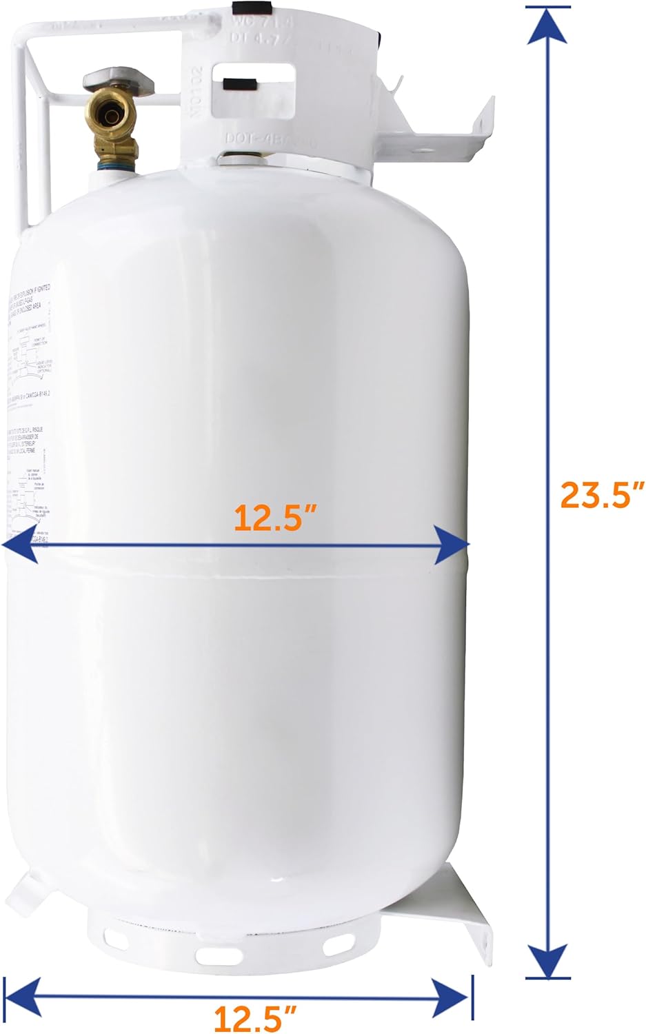 30LB Empty Steel Horizontal Propane Tank Cylinder for Fire Pit Tables, Patio Heaters, Barbeques, RVs, and Truck Campers