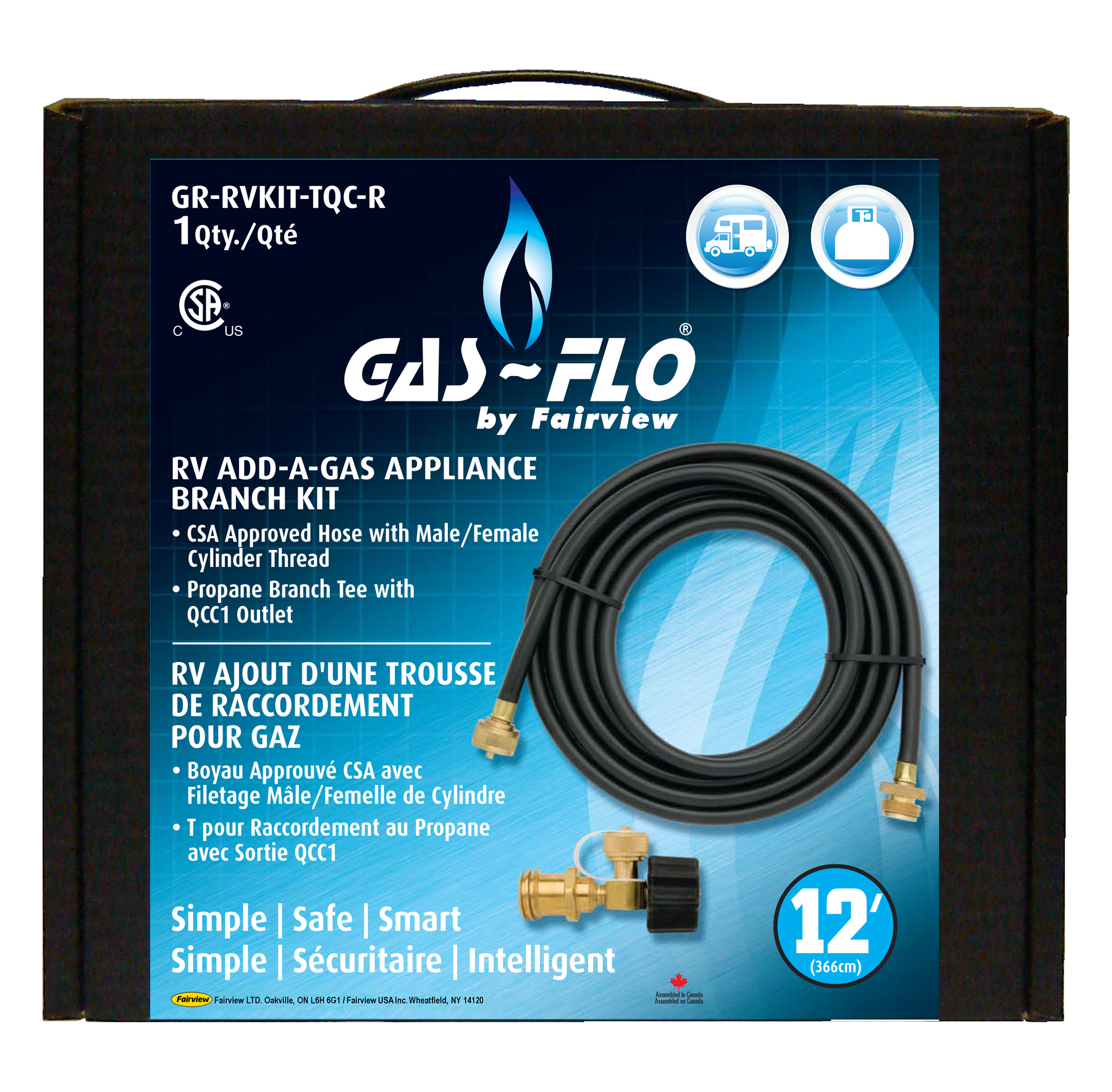 RV GAS EXTENSION HOSE AND QC1 TEE KIT